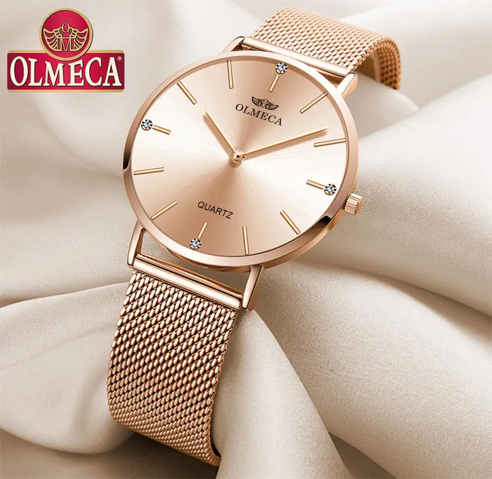 Спортивные женские часы OLMECA Rose Роскошные Брендовые Часы платье Reloj Mujer водонепроницаемые наручные часы