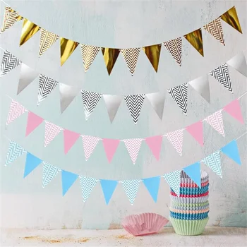 

5M Wavy Banner Paper Flag Party Garland Decoration Banner Bunting Wedding Event Birthday Party Decorations Kids Party Supplies N