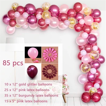 

85Pcs/set Rose Red Gold Glitter Series Wedding Balloons Arch Garland Kit Birthday Party Baby Shower Decor Colorful Ballon Sets