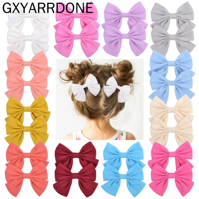 Заколки для волос с хлопковым бантом 3 5 дюйма 24 цвета |