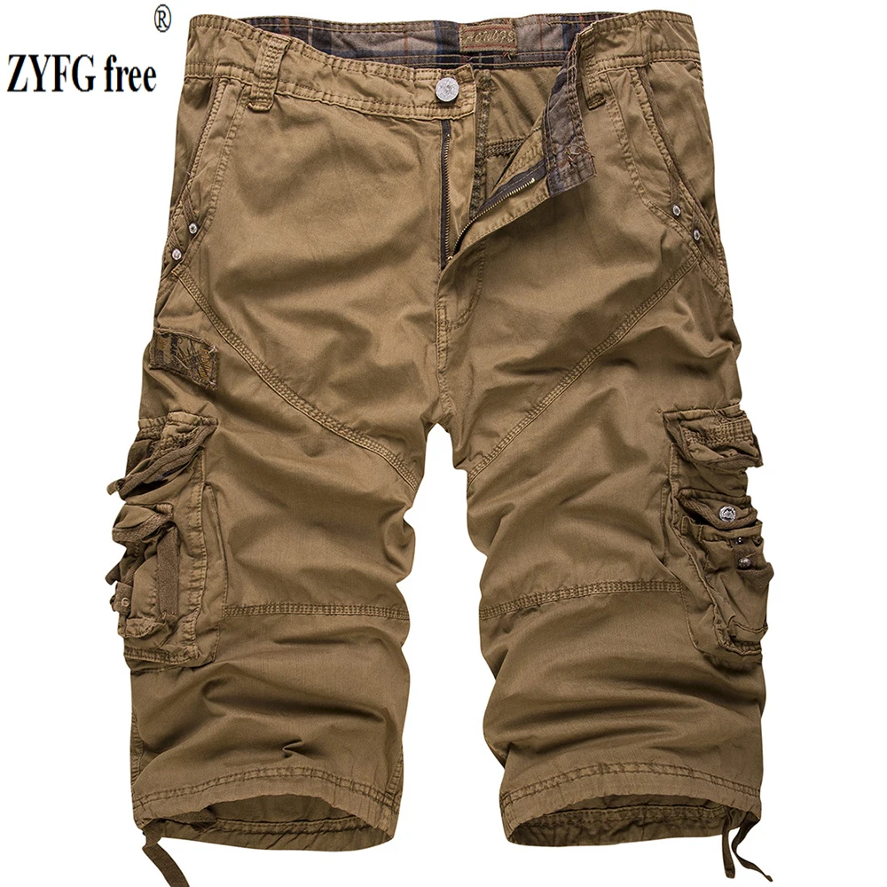 ZYFG free men overalls shorts solid color multi-pocket decorative shorts sports loose casual manwear spring and summer pants