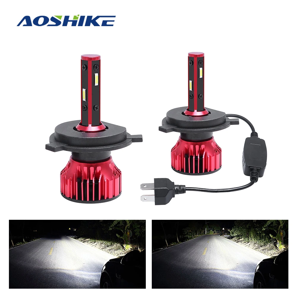 AOSHIKE 4 стороны H7 светодиодный Canbus лампа H1 H4 H11 автомобильные лампы для передних фар 56W 8000LM 6500 к авто фары 12V светодиодные лампы не радио Inteference