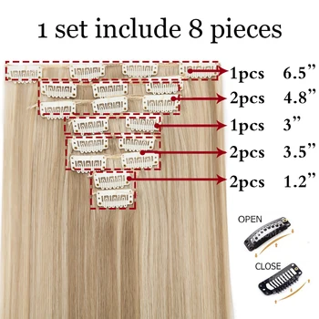 SNOILITE 26inch 8pcs/set clip in hair extensions straight natural hair clip ins synthetic clip in hair extension for women 4