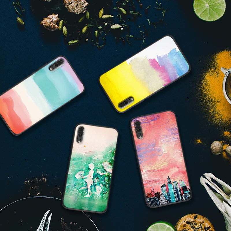 

For huawei honor 7A 9X Pro 8 9 10 lite 7C Light color watercolor splash ink 5.99IN 7X 8X 8C NOTE 10 VIEW 20 Cell phone case
