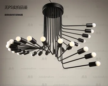 

Loft retro industrial creative spiral staircase Chandelier studio Coffee bar