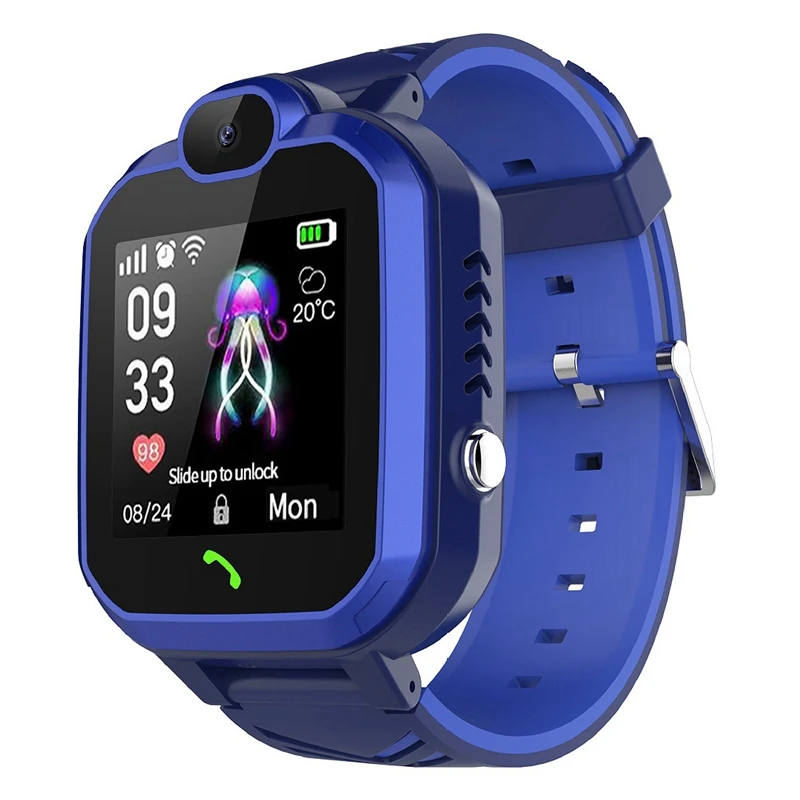 

Kid Smart Watch IP67 Waterproof Children Student Smartwatch SOS Emergency Call LBS Positioning Tracker Kids Watch Blue