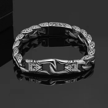 

Stainless Steel Spring Automatic Checkoff Hand Totem Bracelet Titanium Steel Casting Men's Bracelet