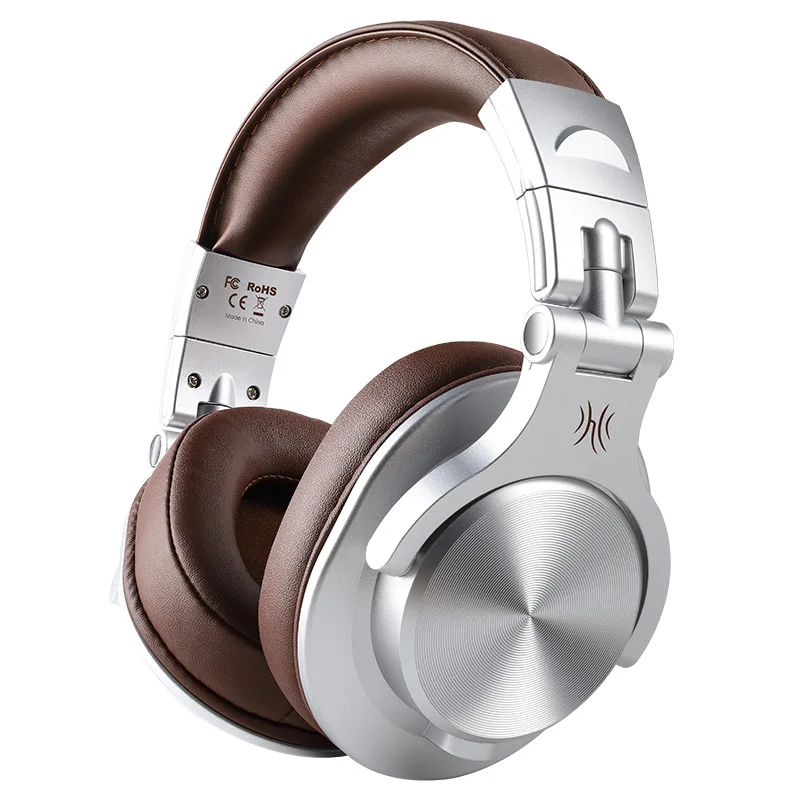 Silver Oneodio Fusion профессиональные Проводные студийные DJ наушники+ беспроводная Bluetooth 4,0 гарнитура HIFI стерео монитор наушники с микрофоном - Цвет: Silver