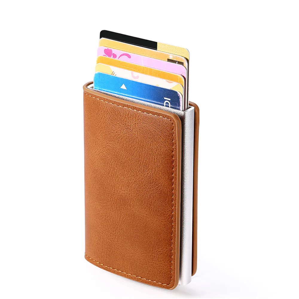 Bycobecy Men and Women RFID Security Wallets for Credit Card Aluminum Box Pop-Up Casual Slim ID Card Case for Drop-shipping