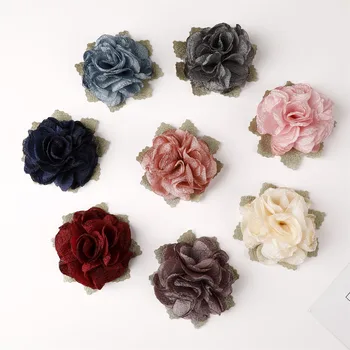 

20pcs Fabric burned Flower Handmade Cloth Flowers Hand DIY Material Wedding Bouquet Flower Hair Cloth Accessories