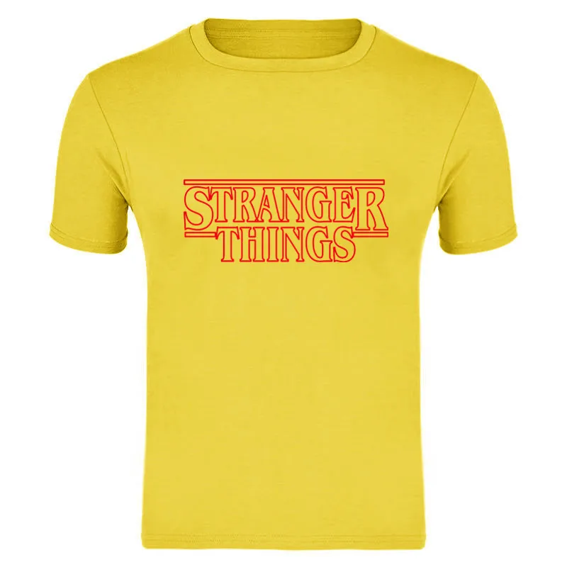 STRANGER THINGS Mens T-Shirts Summer cotton Short Sleeve T Shirts New casual Tee Shirts Male T shirt S-XXXL - Цвет: yellow