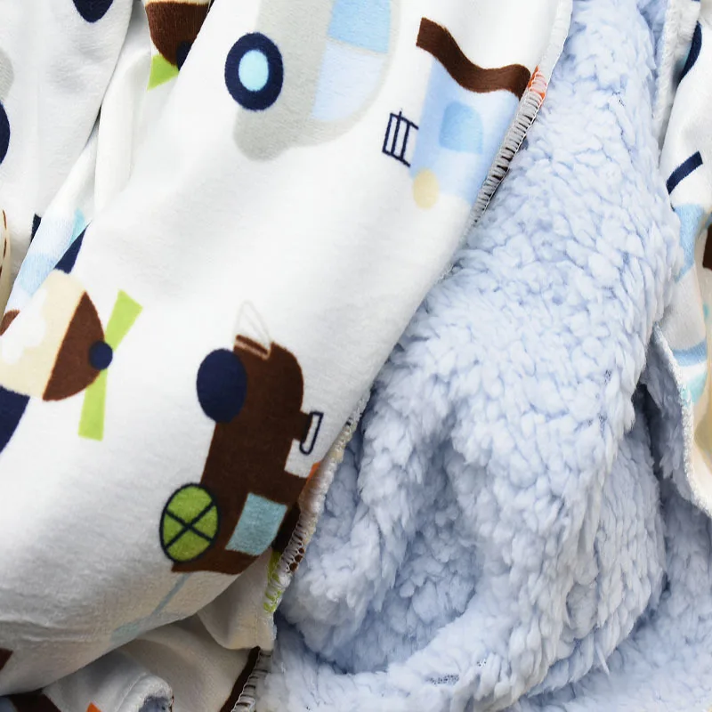 Baby Blankets New Thicken Double Layer Coral Infant Swaddle Bebe Envelope Wrap Printed Newborn Baby Bedding Blanket