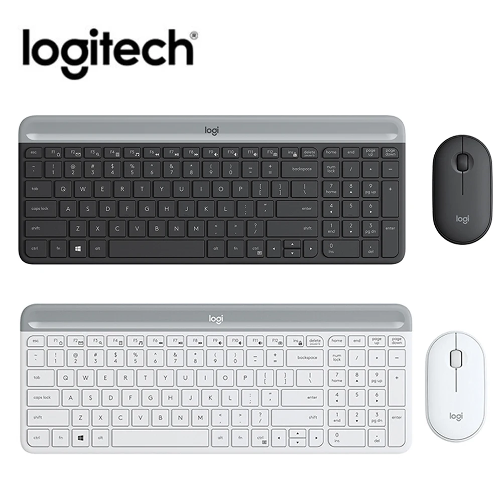 

Logitech MK470 108 Keys Wireless Nano Receiver Keyboard 2.4GHz 1000DPI Optical Mouse Set Combos high Efficient Office Supplies