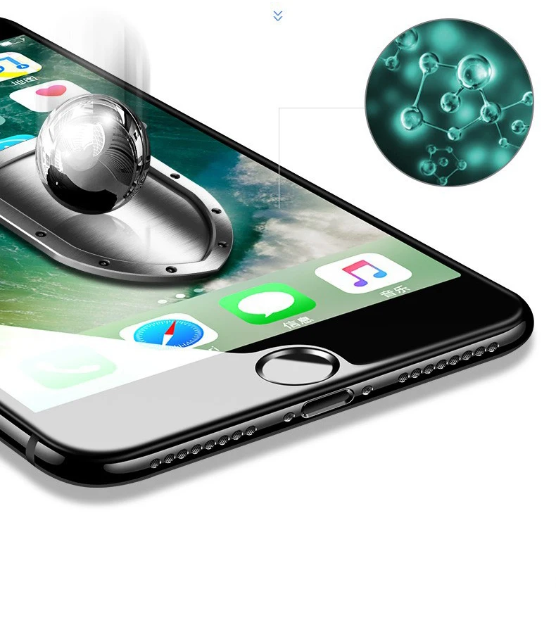 50 шт. Полный Клей закаленное стекло для iPhone X XR XS Max 5 5S SE 6 6S 7 8 Plus полное покрытие экрана протектор стекло пленка