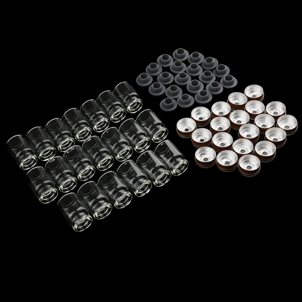 20pcs 5ml Transparent Glass Bottles Rubber Stopper Vials with Cap for Cosmetic Liquid Essential Oil Home Travel