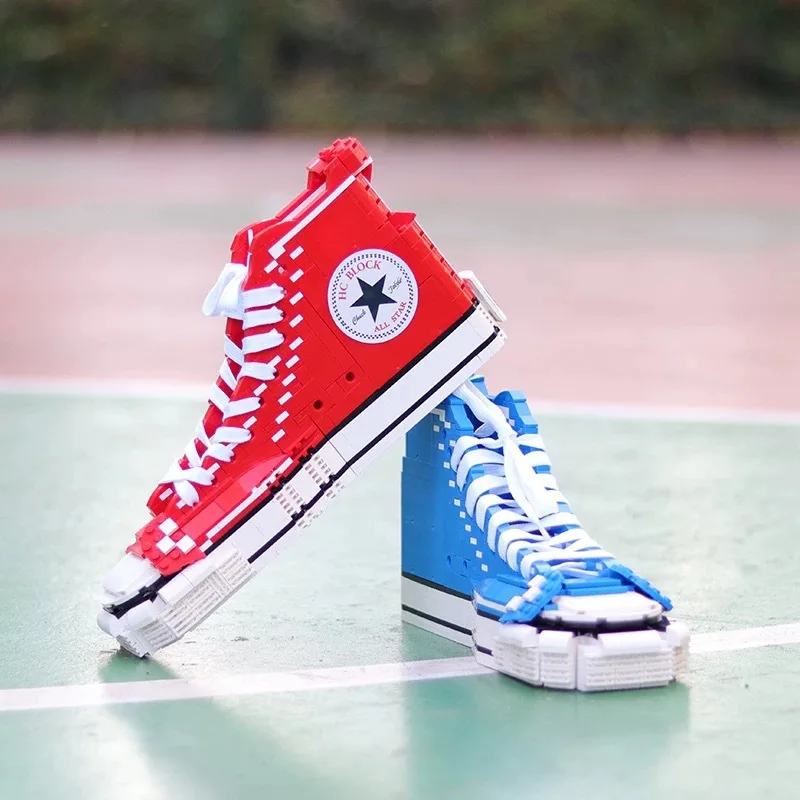 

New Products Large Particles Assembled Children'S Educational Toy Converse Casual Building Blocks Shoes Series