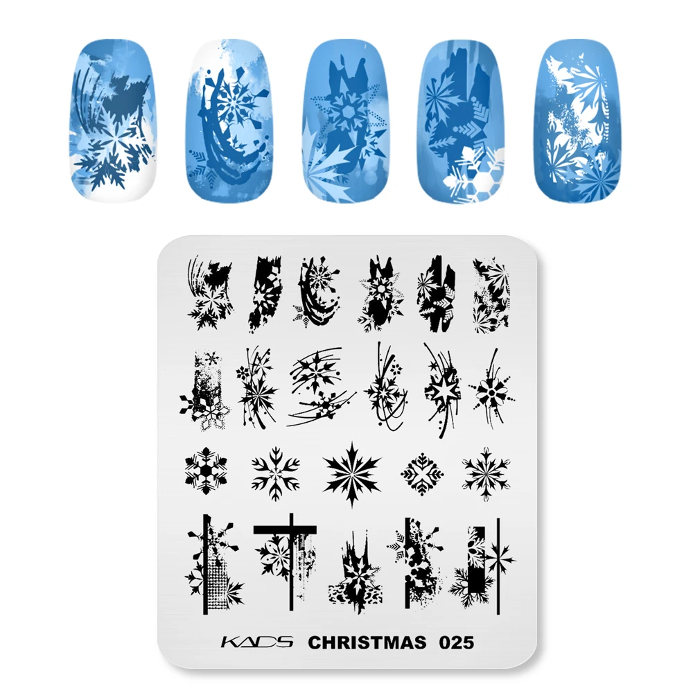 KADS Christmas 025 Nail Stamping Plates Nail Stamp Template Snowflake Xmas Snow Design Manicure Nail Art Tool Nails Design 2021 4