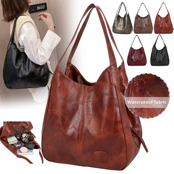 

Leather Shoulder Bag Tote Bags for Women Large Capacity Designer Lady Retro Handbags 2020 Luxury Casual High Quality Handbag