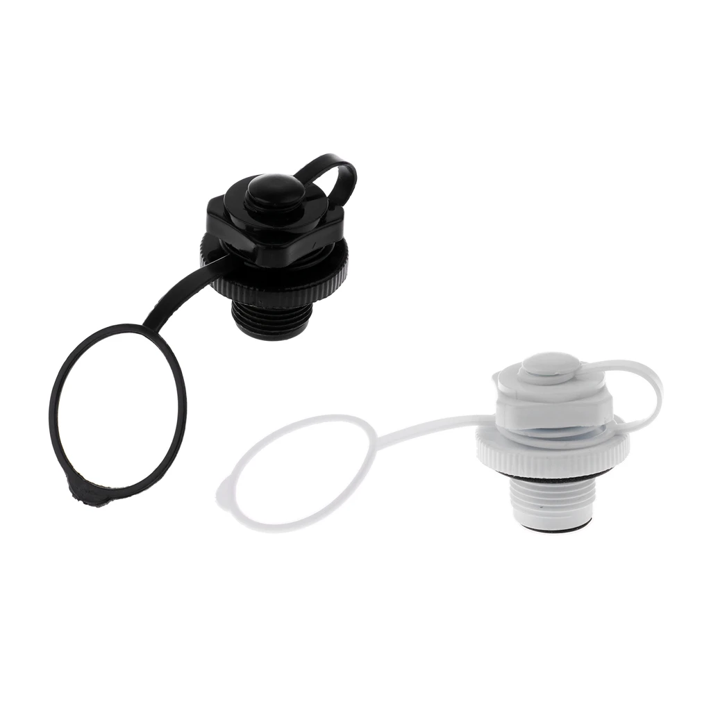 2Pcs/Pack Air Valve Caps / Threaded Screw Plugs for Inflatable Boat Fishing Boats Raft Airbed Outdoor, Black & White