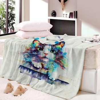 

Dropship Cat Printing Home Textile Thicken Cartoon Blanket for Kids Gift Stitch Coral Fleece Blanket Throw on Bed Sofa Boys