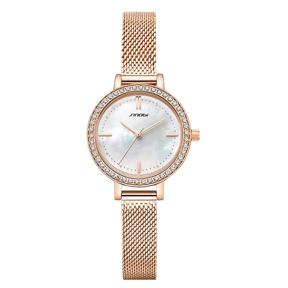 SINOBI Новые женские роскошные часы от топ бренда простые Кварцевые
