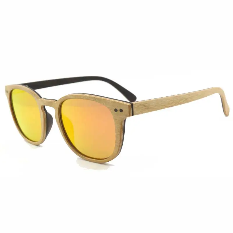 orange lens BerWer модная круглая оправа, бамбуковые, солнцезащитные очки для женщин, роскошные брендовые дизайнерские винтажные Ретро Деревянные солнцезащитные очки для мужчин oculos de sol - Цвет линз: orange lens