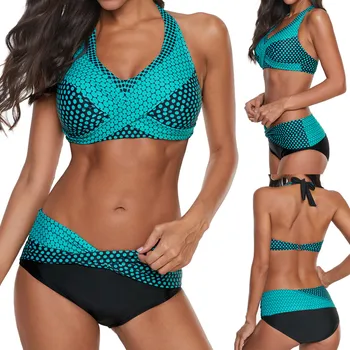 

Women Polka Dots Bathing Suit Push-up Beach Swimsuit Bikini Swimwear Plus Size maillot de bain femme FJSL
