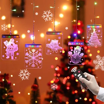 

LED Twinkle Light Room Layout Christmas Festival Decorative Colorful Lights 3D Hanging Lights Curtain Ice Bar Lights String
