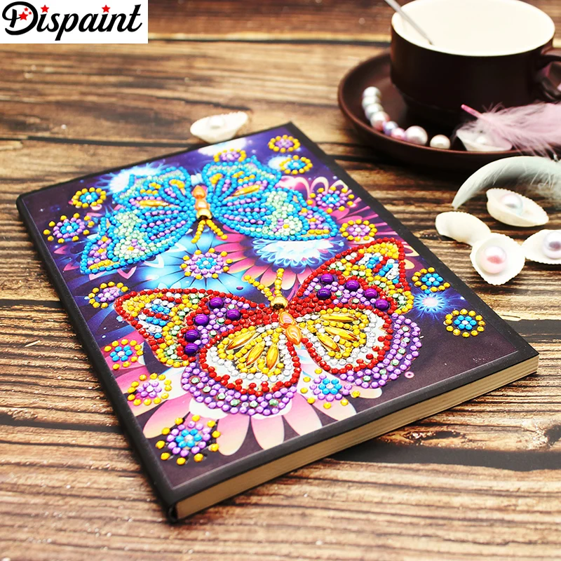 

Dispaint A5 Notebooks 5D DIY Diamond Painting Special Shape Diary Book Diamond Embroidery "butterfly" Rhinestones Decor Gift