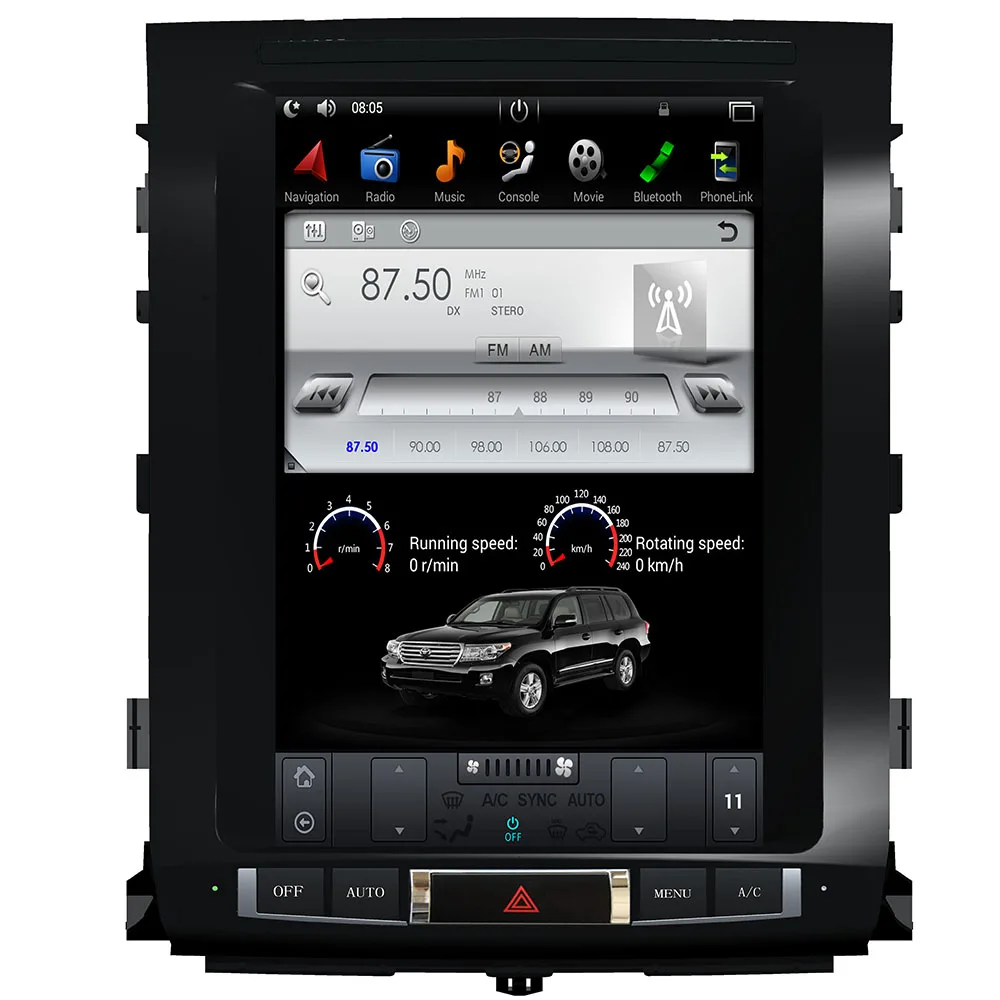 Автомобильная модель Tesla Style Android 10 14 дюймов для Toyota Land Cruiser LC200 2008-2015 с заводской
