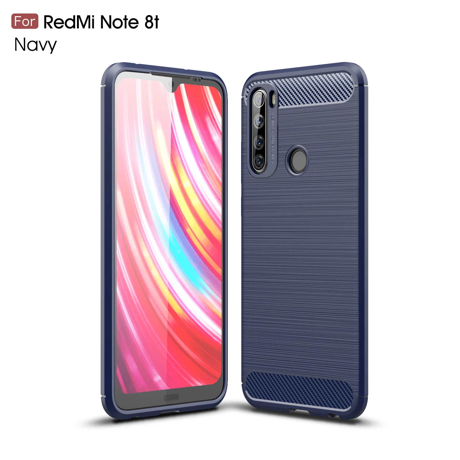 Мягкий силиконовый чехол для Redmi Note 8T противоударный из углеродного волокна и ТПУ