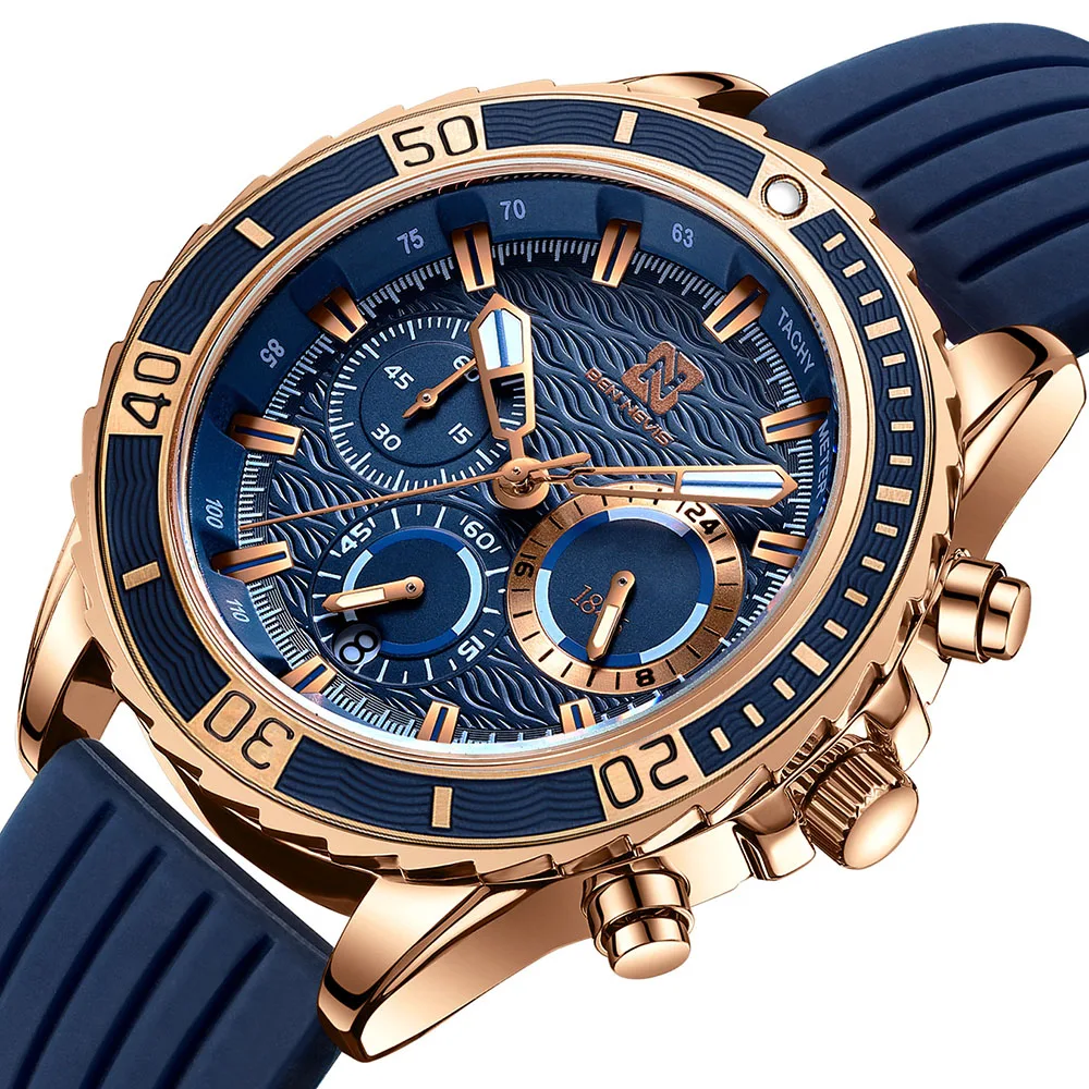 

New Chronograph Sports Watches Men Top Brand Luxury Waterproof Military Wristwatch Silicone Rubber Strap Clock Relogio Masculino