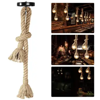 

0.5/1/1.5/2/2.5/3M Double Heads Pendant Hemp Lamp Rope Rustic Hanging Lights For Bedroom Restaurant Cafe Bar Country Style