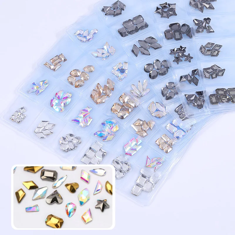 

3D Nail Rhinestones Flat Back Irregular Marquise Water Drop Nail Art Decorations Mix Clear Black Color 3D Nail Art Accessories