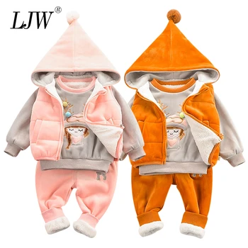 

Baby Boys Girls Christmas winter Warm Hooded Coat + Sweatshirt + Pants 3Pcs Infant Kids Children Sports Suit Toddler Clothes