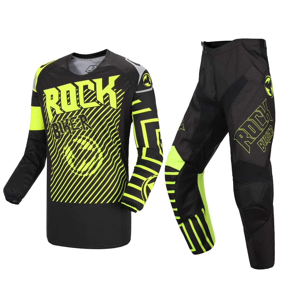 

ROCK BIKER 2019 Top Quality Black Motocross Racing suits Motorcycle MX DH MTB riding Jersey and Pants combination Sets S-XXL
