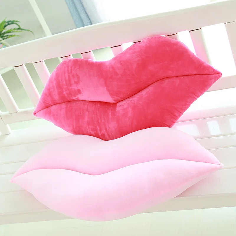 []-Bright Red Lips Pillow Creative Wedding Gift Supplies Couples Lip Red Cushion