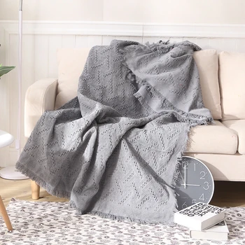 

Nordic Style Knitted Throw Thread Sofa Blankets on the Bed Sofa Solid Color Travel TV Multifunction Nap Blankets Soft Bedspread