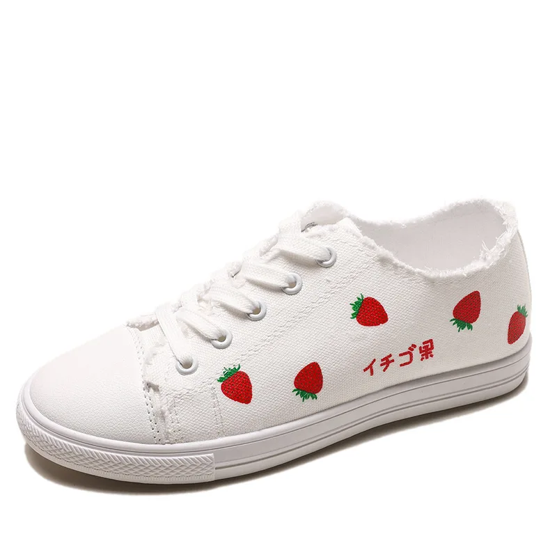 

2019 Spring And Autumn New Style Korean-style Flat Canvas Lace-up White Shoes Women's Tennis Red Douyin Celebrity Style Students