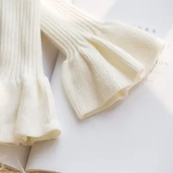 

2pcs/pair Knitted Fake Cuff Gloves Women Girls Kr Style Big Wave Wrist Decor