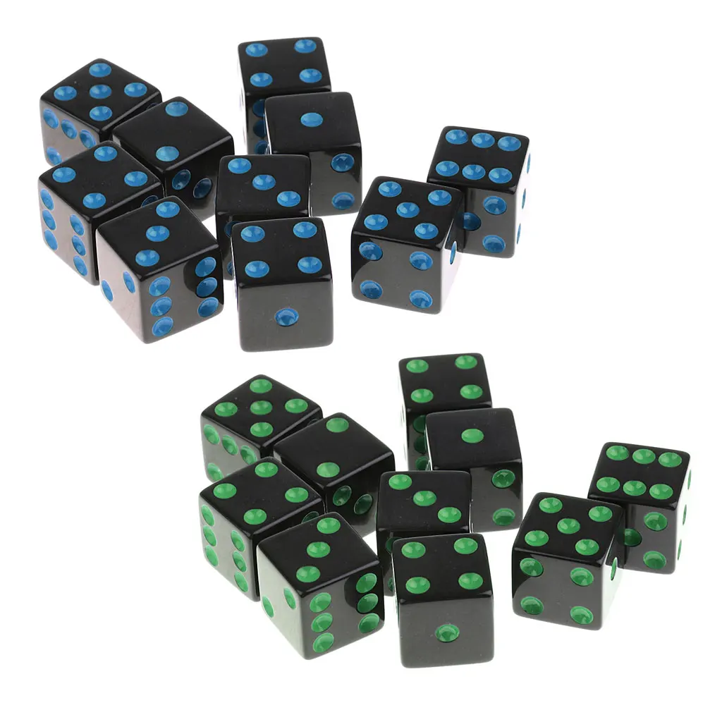16mm Opaque Six Sided Spot Dice Games D6 4 Colours for D&D RPG MTG 20pc/set
