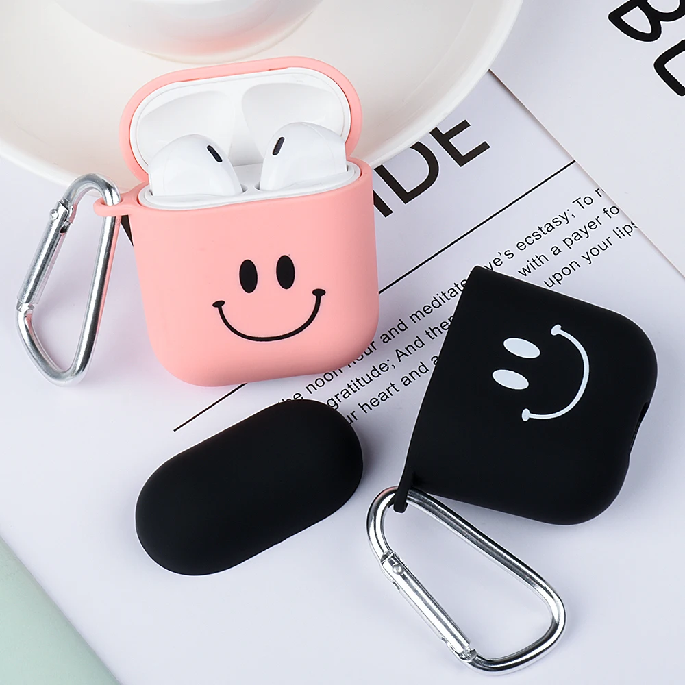 Чехол для наушников для Airpods PC, милый мультяшный черный чехол для Apple Airpods Air Pods, Bluetooth, чехол для зарядки наушников с крючками