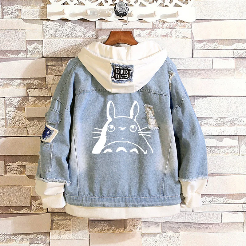 

Anime My Neighbor Totoro Cosplay Costumes Cartoon Casual jacket Hooded Denim Jean Hoodies Jackets Coat Unisex Ourdoors
