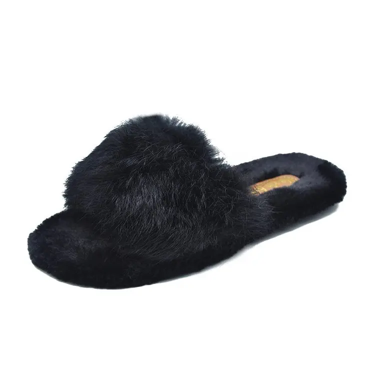 Natural Sheepskin Winter Warm Fur Slippers Women Home Shoes Indoor Slipper Luxury Wool Slippers Woman Casual Slippers - Цвет: 2