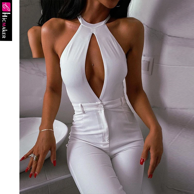 Women Halter Cut Out Front Bodysuit Sexy Playsuit Women Halter Cut Out Front Bodysuit Sexy Playsuit