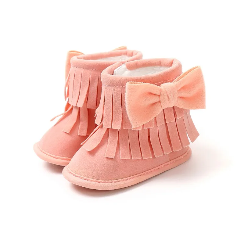 

Autumn Winter Baby Boots Baby Girl Plus Velvet Bow Tassel Soft Bottom Toddler Boots Fashion Comfortable Baby Shoes