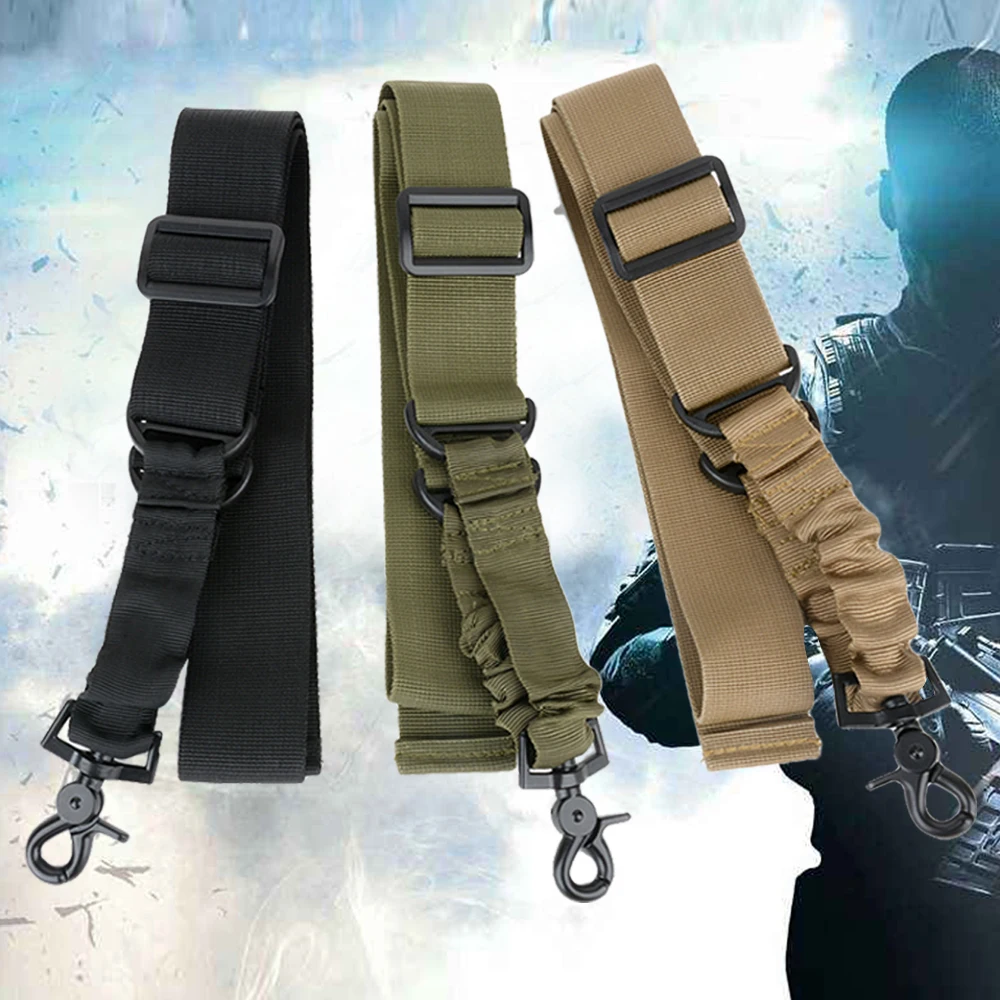 

Tactical One Point Gun Sling Strap Nylon Adjustable Outdoor Bungee Rifle Sling Airsoft Military Hunting Gun Belt Accessories D40