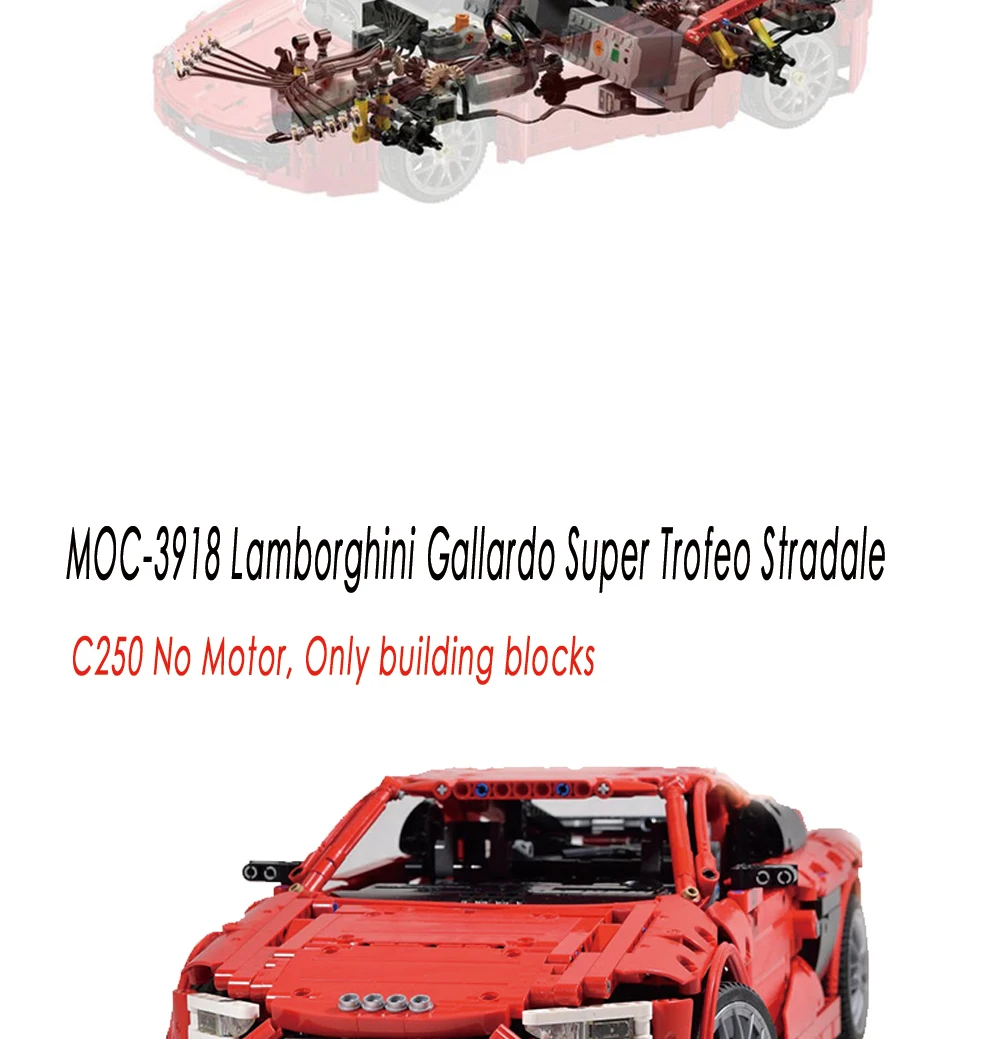 Конструкция для MOC Lamborghini Audi R8 V10 Ferrarii 458 bloques de convicción Kit de juguete DIY educativo nivienos regalo