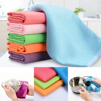 

3PCS Soft Microfiber Cleaning Towel Absorbable Glass Kitchen Cleaning Cloth Wipes Table Window Car Dish Towel Rag