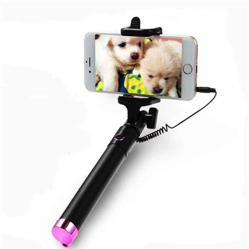 Portable Extendable Handheld Self-portrait Monopod Stick Handheld Wired Selfie Stick For Smartphone 30AUG0212